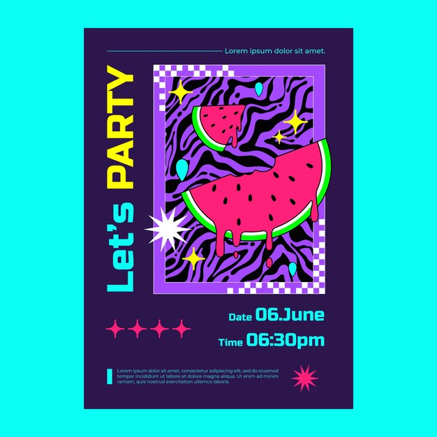 Plantilla de póster rave dibujado a mano