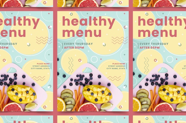 Plantilla de póster de restaurante de comida saludable con foto