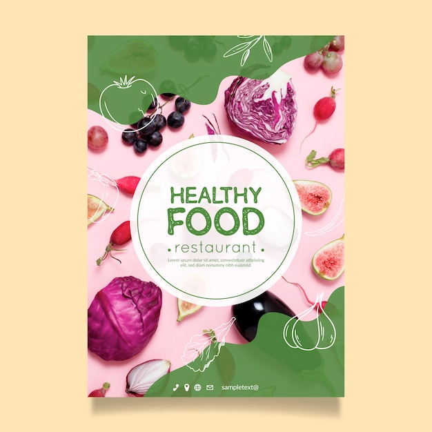 Plantilla de póster de restaurante de comida saludable