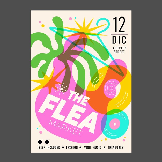 Plantilla de póster de risografía dibujada a mano