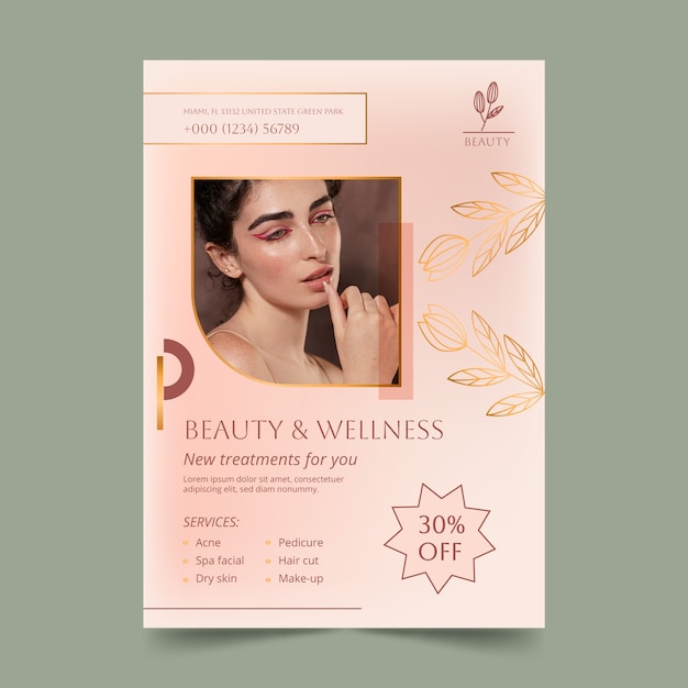 Vector gratuito plantilla de póster de salón de belleza