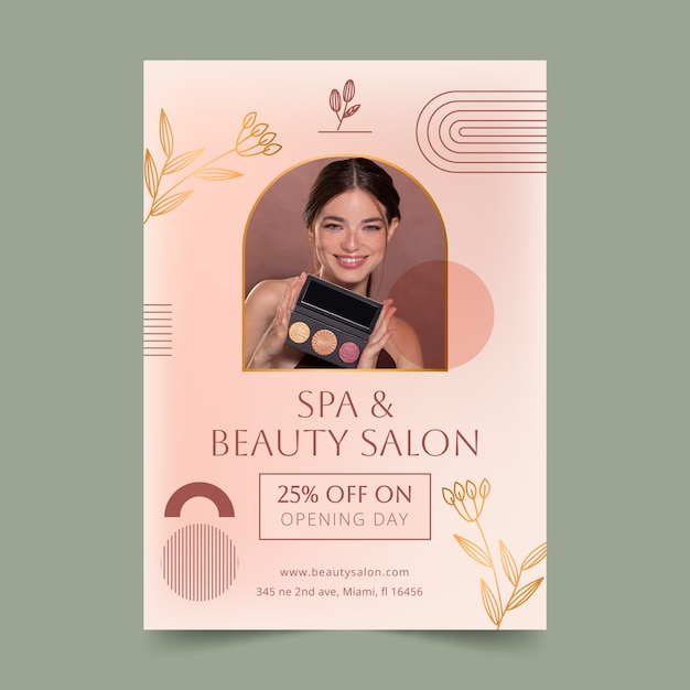 Vector gratuito plantilla de póster de salón de belleza