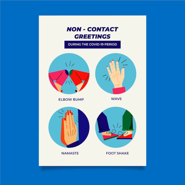 Vector gratuito plantilla de póster de saludos sin contacto
