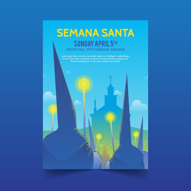 Vector gratuito plantilla de póster de semana santa ilustrada