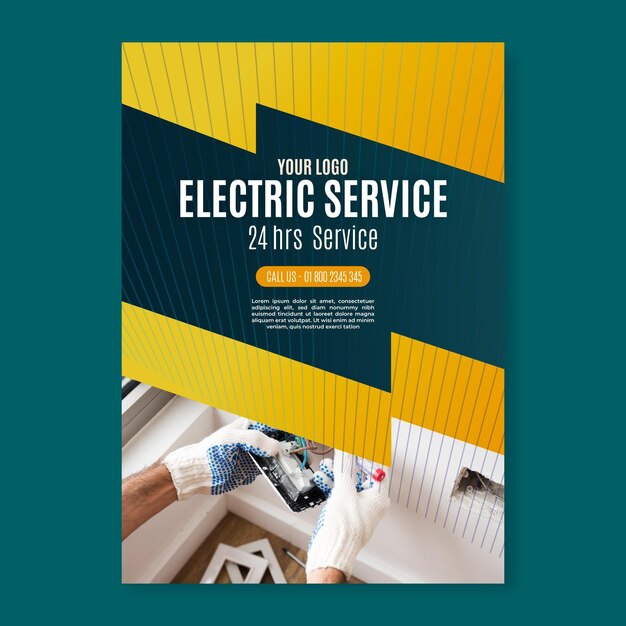 Plantilla de póster de servicio de electricista