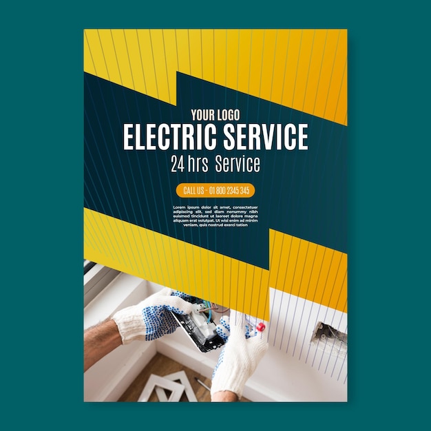Plantilla de póster de servicio de electricista