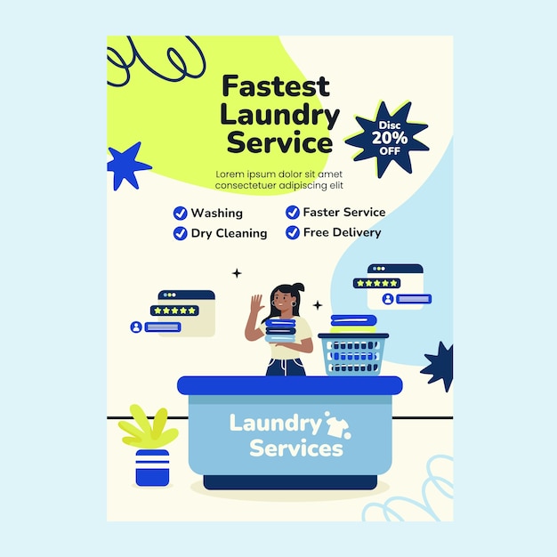 Plantilla de póster de servicio de lavandería