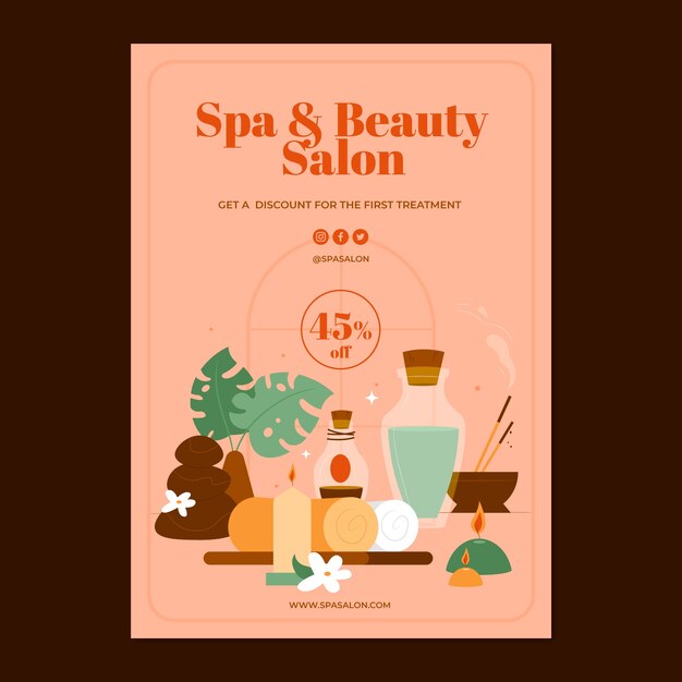 Plantilla de póster de spa dibujado a mano