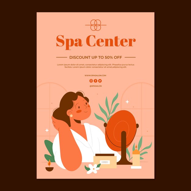Plantilla de póster de spa dibujado a mano