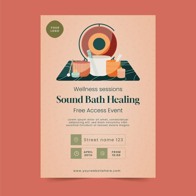 Plantilla de póster de spa de diseño plano