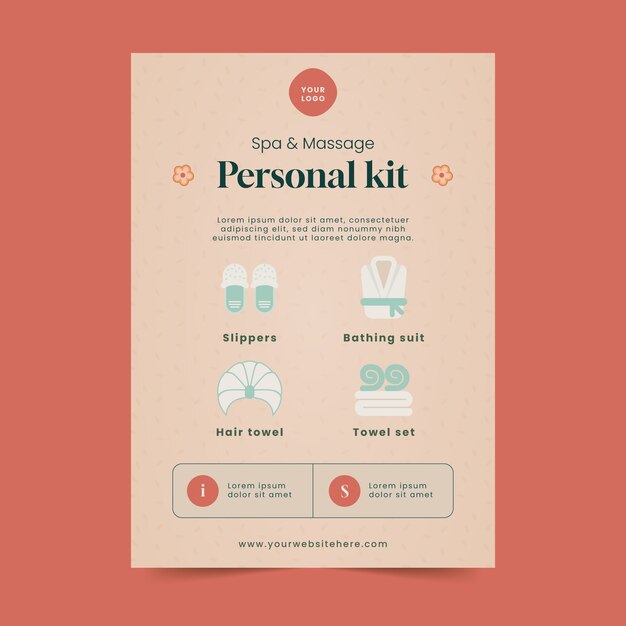 Plantilla de póster de spa de diseño plano