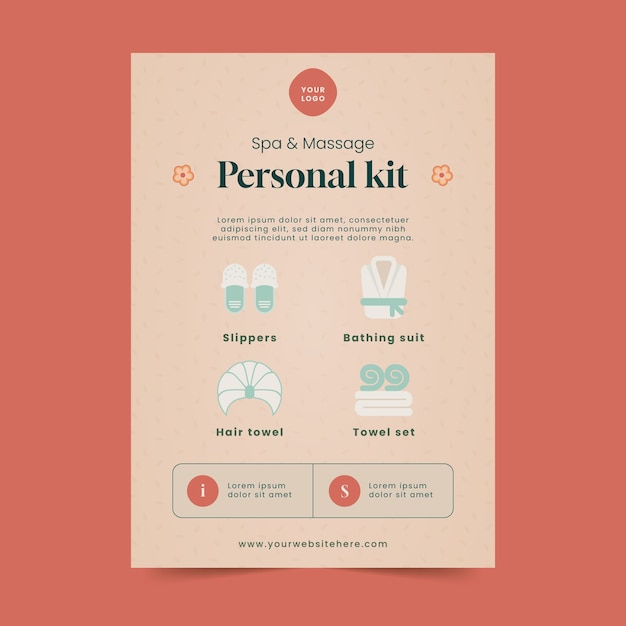 Plantilla de póster de spa de diseño plano