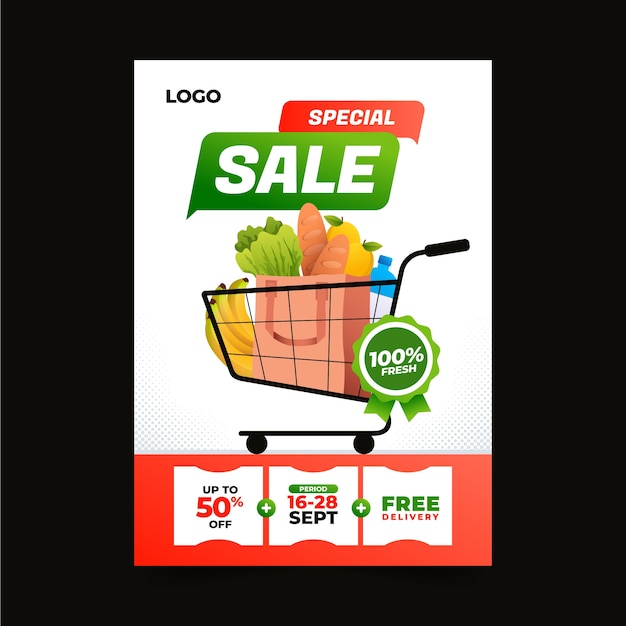 Plantilla de póster de supermercado degradado