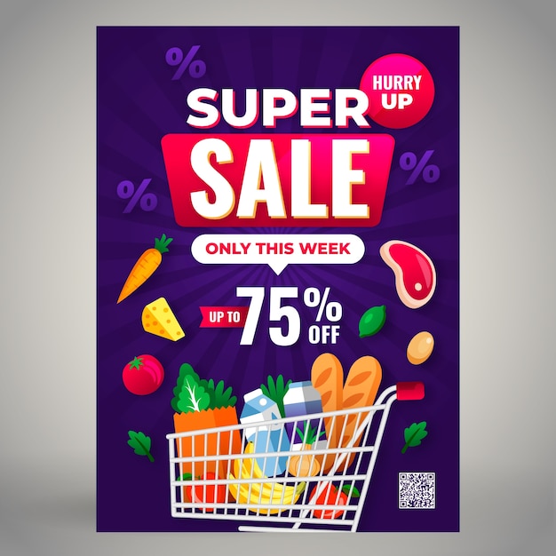 Plantilla de póster de supermercado degradado