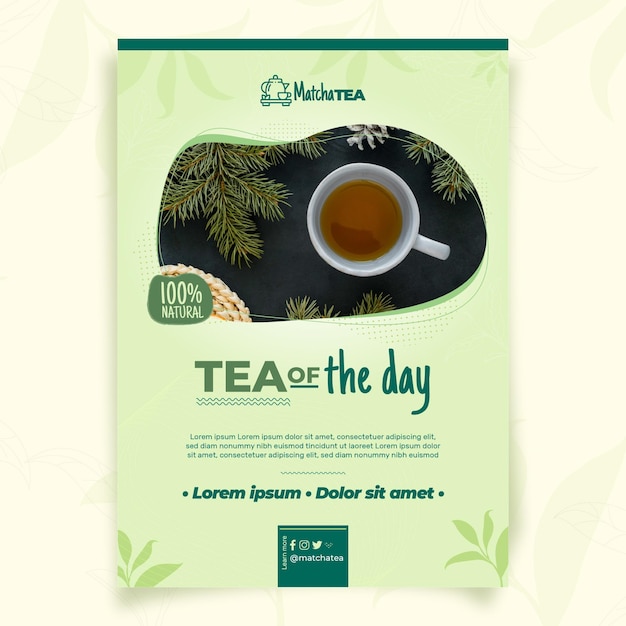 Vector gratuito plantilla de póster de té matcha