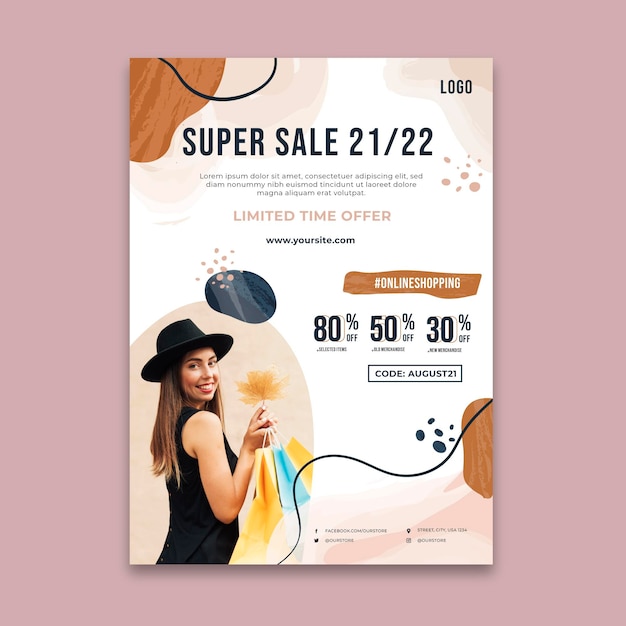 Plantilla de póster de tiempo de compras en línea