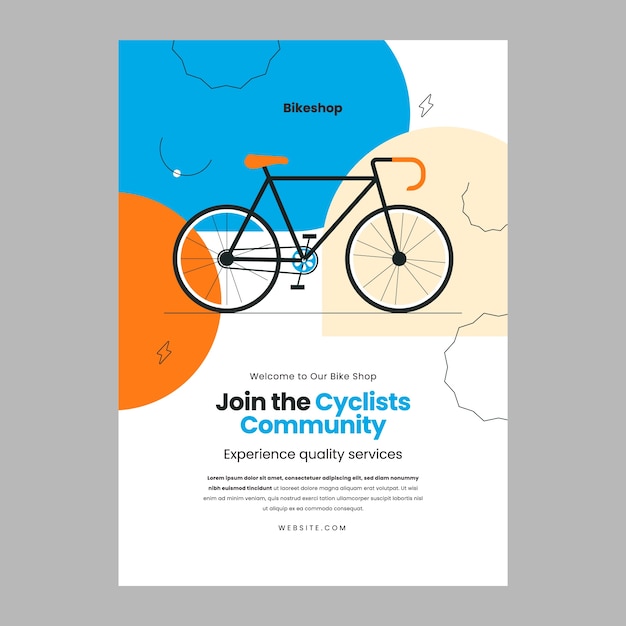 Vector gratuito plantilla de póster de tienda de bicicletas dibujada a mano