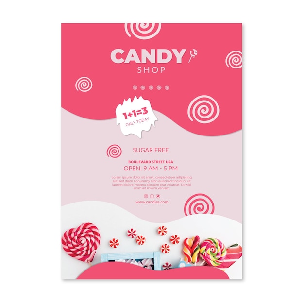 Plantilla de póster de tienda de dulces