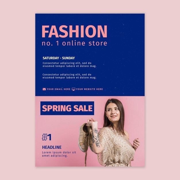 Plantilla de póster de tienda online de moda