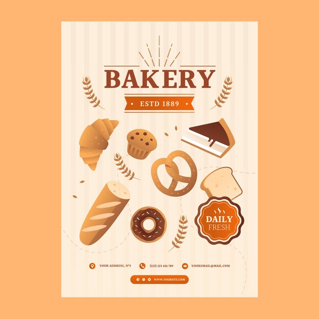 Plantilla de póster de tienda de panadería degradada