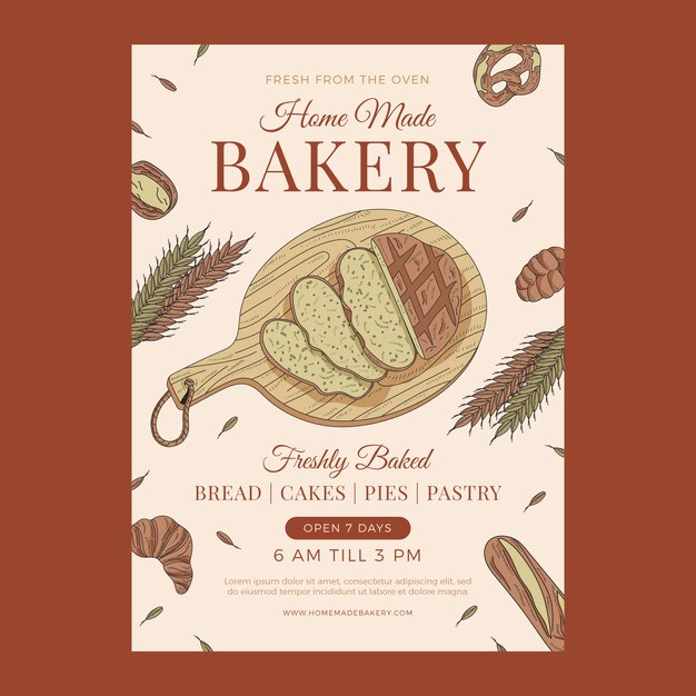 Plantilla de póster de tienda de panadería de textura