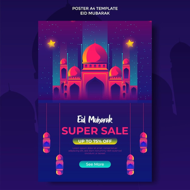 Vector gratuito plantilla de póster de venta de eid alfitr