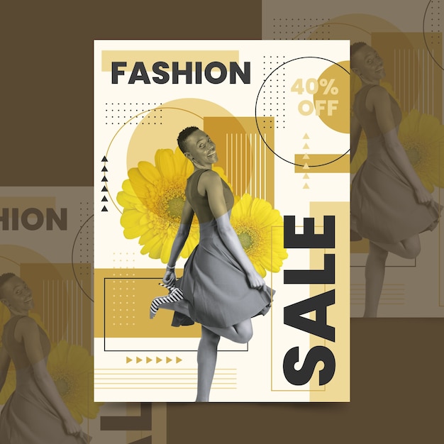 Vector gratuito plantilla de póster de venta de moda