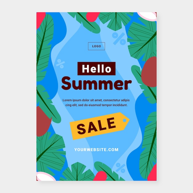 Plantilla de póster de venta plana para la temporada de verano