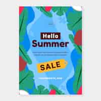 Vector gratuito plantilla de póster de venta plana para la temporada de verano