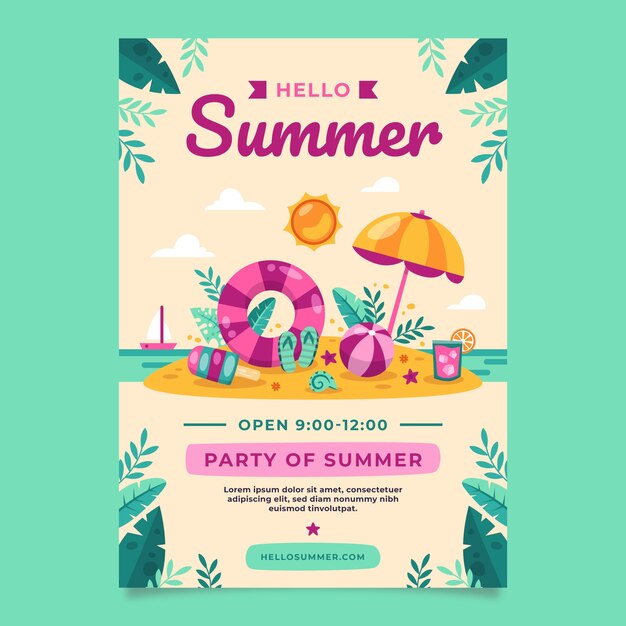 Plantilla de póster de venta plana para la temporada de verano