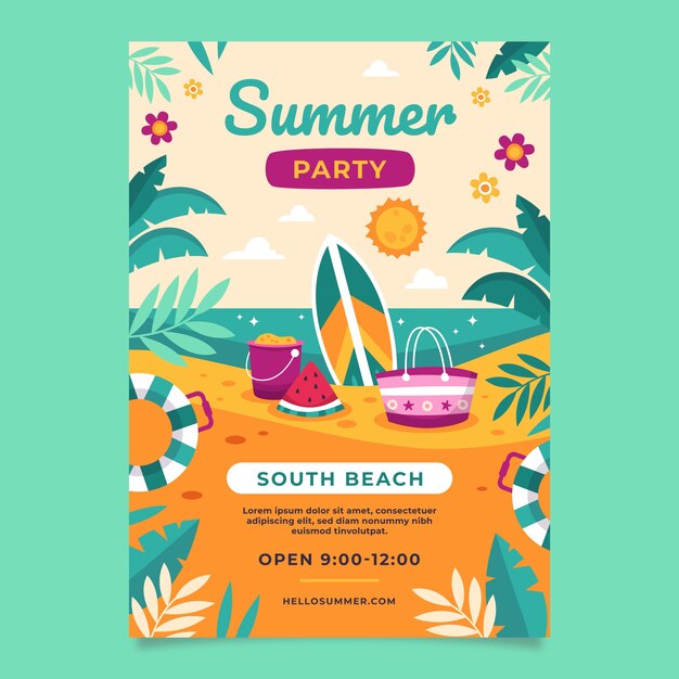 Plantilla de póster de venta plana para la temporada de verano