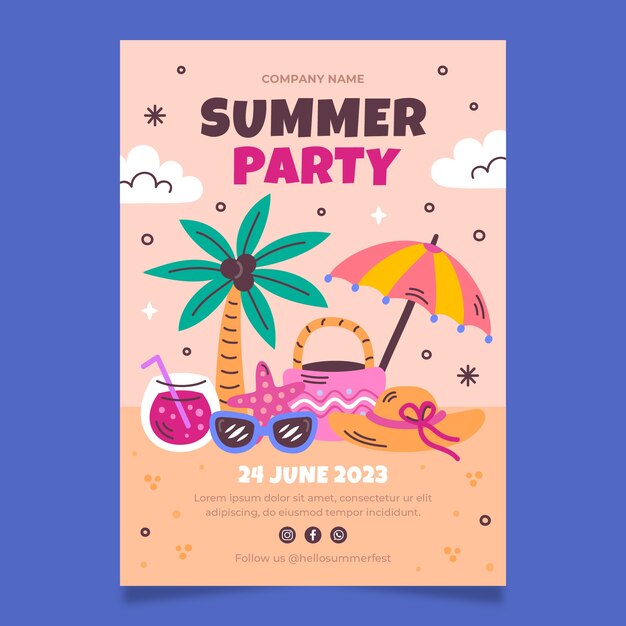 Plantilla de póster de venta plana para la temporada de verano