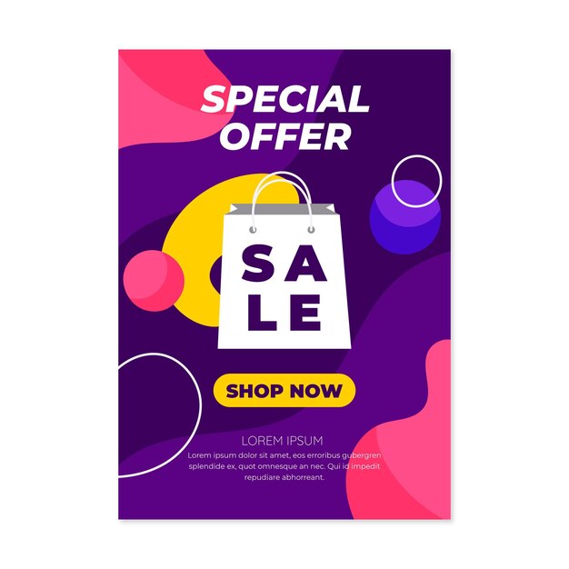 Plantilla de póster de ventas abstracto plano