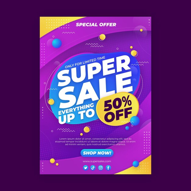 Plantilla de póster de ventas degradado