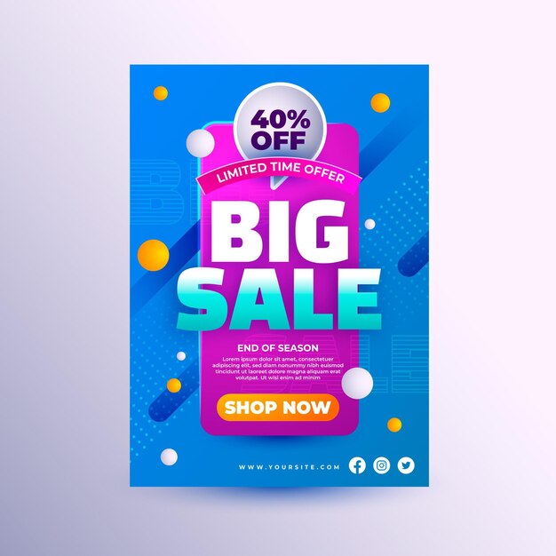 Plantilla de póster de ventas degradado