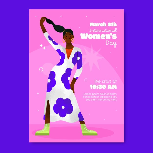 Vector gratuito plantilla de póster vertical de acuarela para la celebración del día internacional de la mujer.