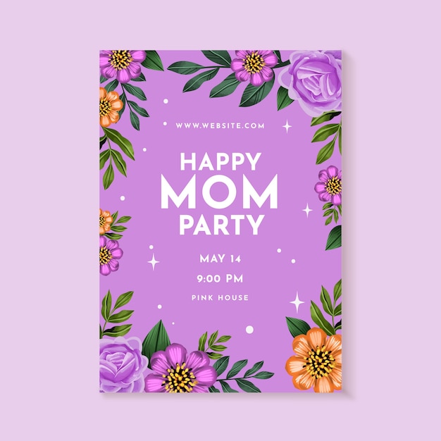 Vector gratuito plantilla de póster vertical de acuarela para la celebración del día de la madre