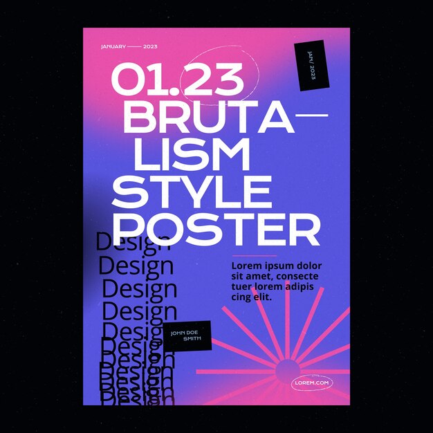 Plantilla de póster vertical de brutalismo degradado