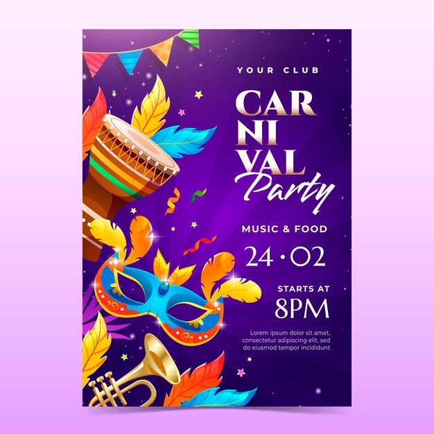 plantilla de póster vertical de carnaval con gradiente