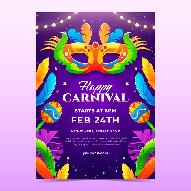 plantilla de póster vertical de carnaval con gradiente