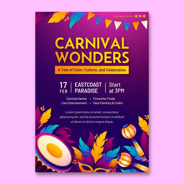 plantilla de póster vertical de carnaval con gradiente