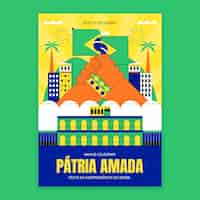 Vector gratuito plantilla de póster vertical para la celebración del día de la independencia de brasil