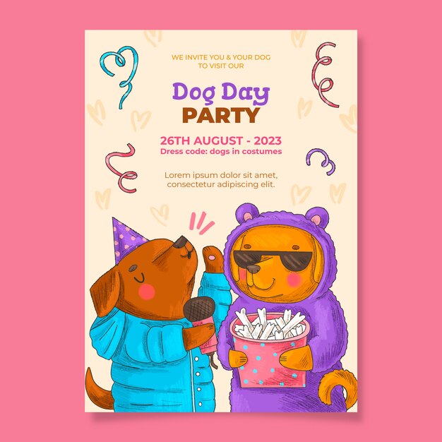 Vector gratuito plantilla de póster vertical para la celebración del día internacional del perro