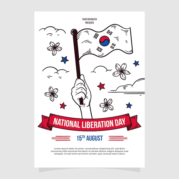 Vector gratuito plantilla de póster vertical para la celebración del día de la liberación nacional de corea