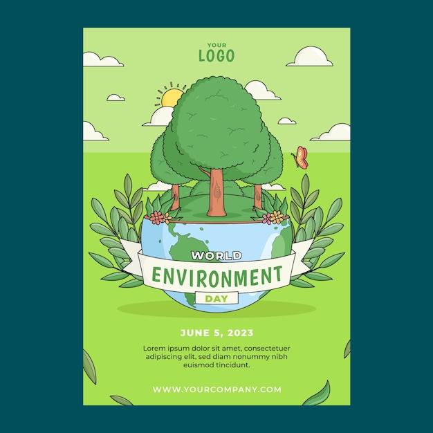 Plantilla de póster vertical para la celebración del día mundial del medio ambiente