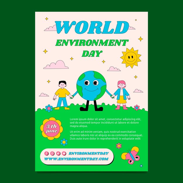 Plantilla de póster vertical para la celebración del día mundial del medio ambiente