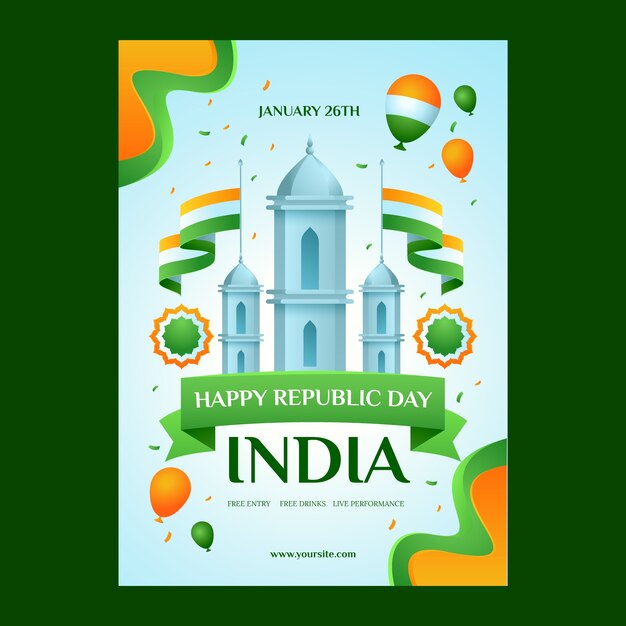 Plantilla de póster vertical de celebración del día de la república india