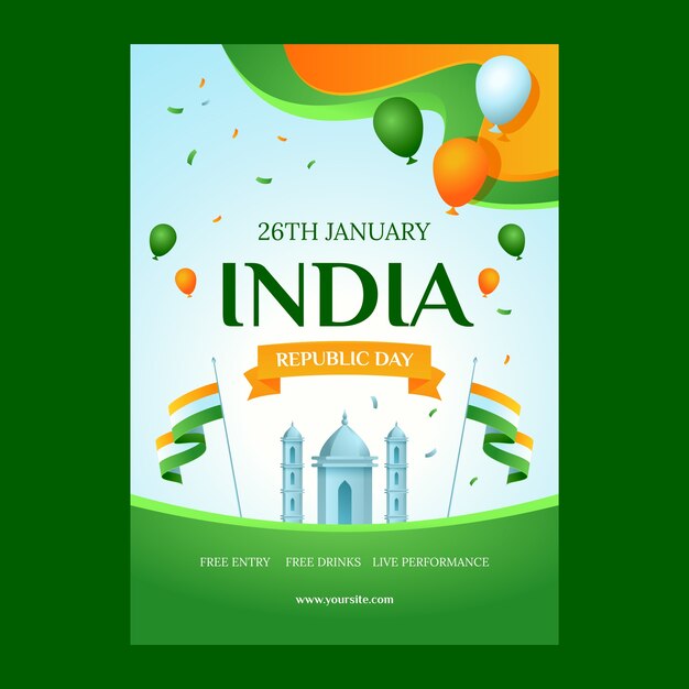 Plantilla de póster vertical de celebración del día de la república india