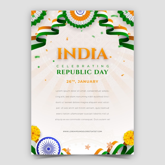 Vector gratuito plantilla de póster vertical para la celebración del día de la república de la india