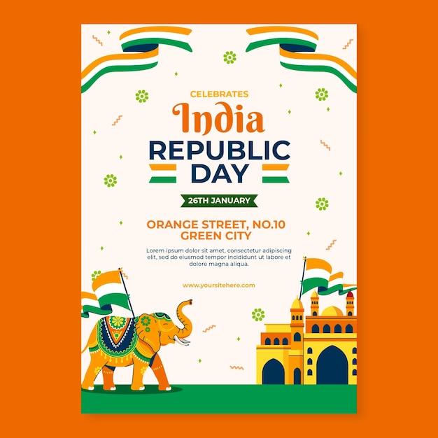 Vector gratuito plantilla de póster vertical para la celebración del día de la república de la india